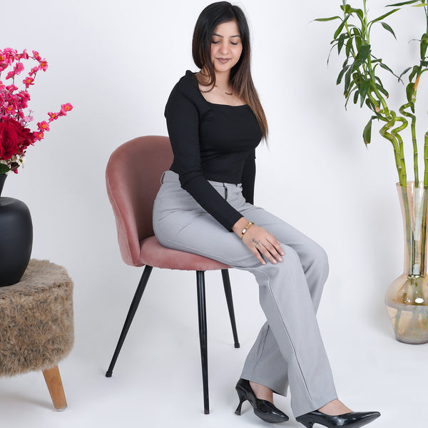 Gray Sleek Lined Pants in 4-Way Stretch NR Roma Fabrication