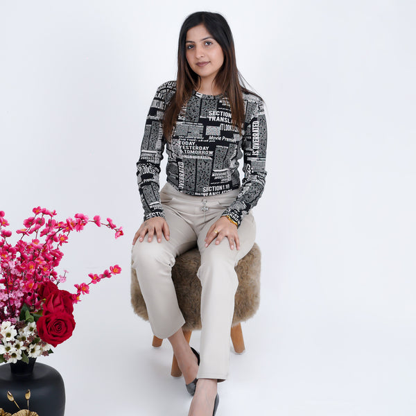 Light Gray Stretchable, Mom fit, Cigarette Pants with Extra comfort.