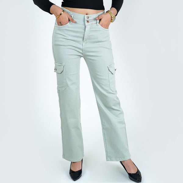 Green Cargo six pocket pants with Stretchable Bio wash ,high quality Cotton & superior elastic belt
